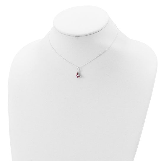 Sterling Silver Enameled Butterfly Charm w/ 14 Inch Chain