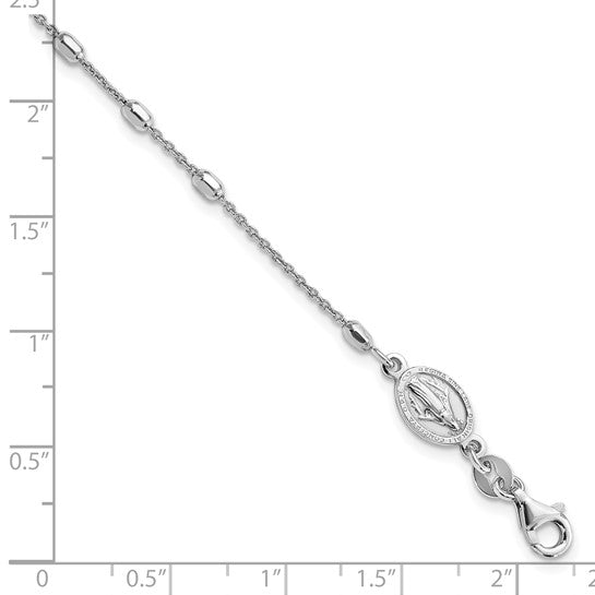 Sterling Silver Beaded Rosary Bracelet 7 Inches w/ 1 Inch Extension
