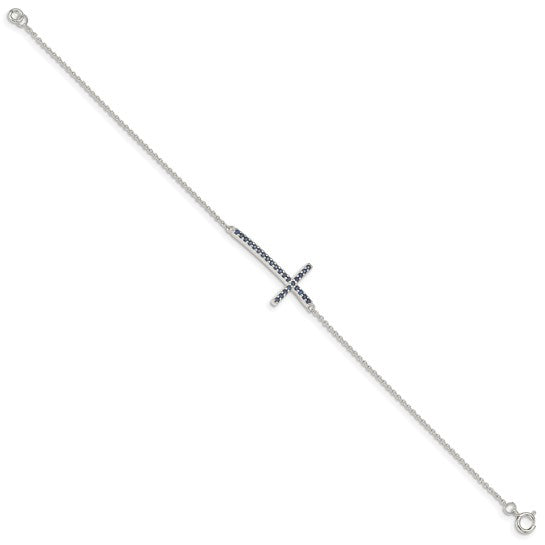 Sterling Silver CZ Cross Bracelet