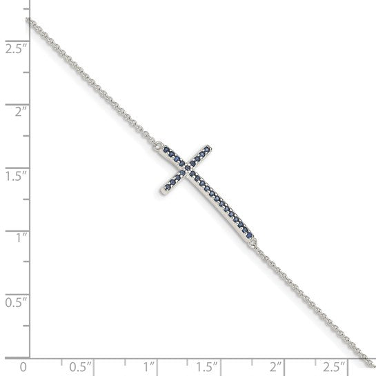Sterling Silver CZ Cross Bracelet