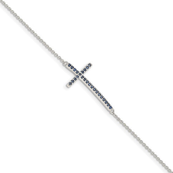 Sterling Silver CZ Cross Bracelet
