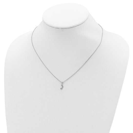 Sterling Silver CZ Moon & Star Necklace