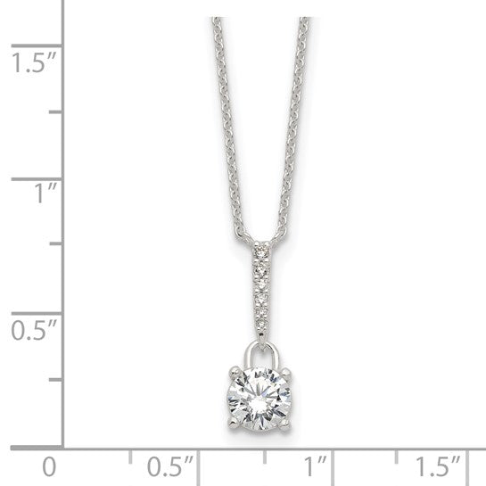 Sterling Silver Dangling CZ Solitaire Necklace