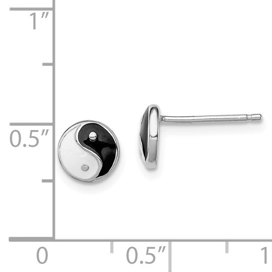 Sterling Silver Enameled Yin-Yang Post Earrings