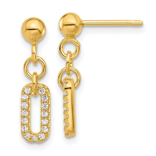 Sterling Silver Gold-Plated Polished CZ Post Earrings