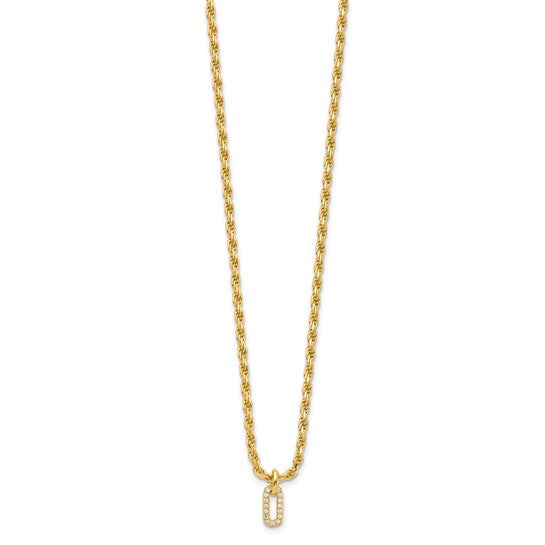 Sterling Silver Gold-Plated Polished CZ Necklace