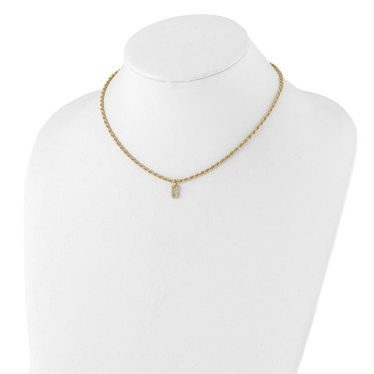 Sterling Silver Gold-Plated Polished CZ Necklace