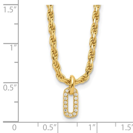 Sterling Silver Gold-Plated Polished CZ Necklace