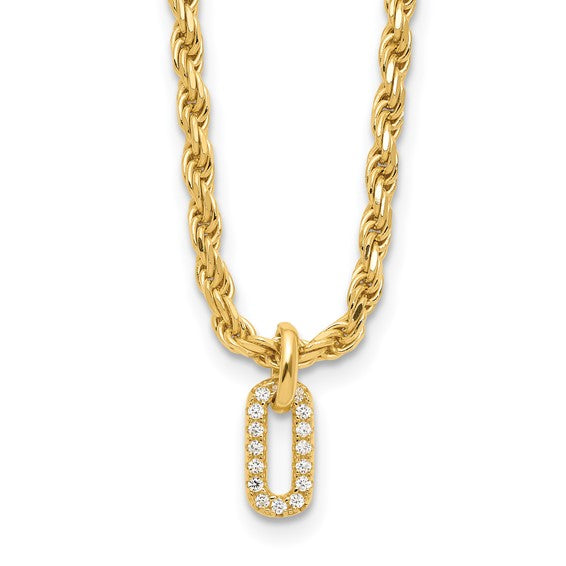 Sterling Silver Gold-Plated Polished CZ Necklace