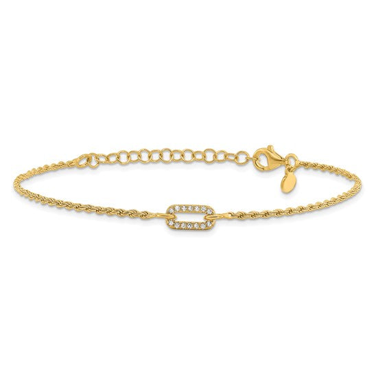 Sterling Silver Gold-Plated Polished CZ Bracelet