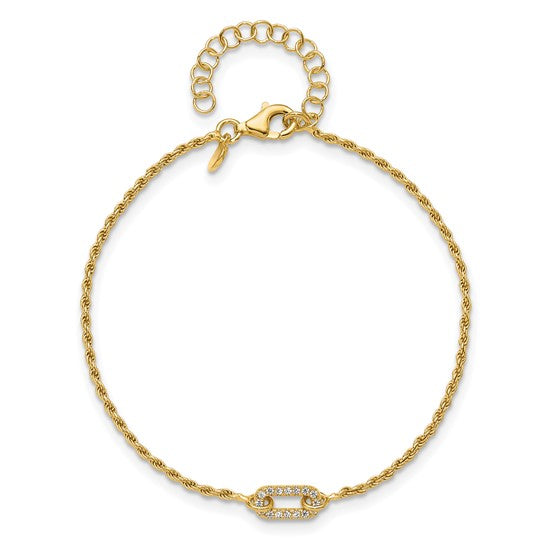 Sterling Silver Gold-Plated Polished CZ Bracelet