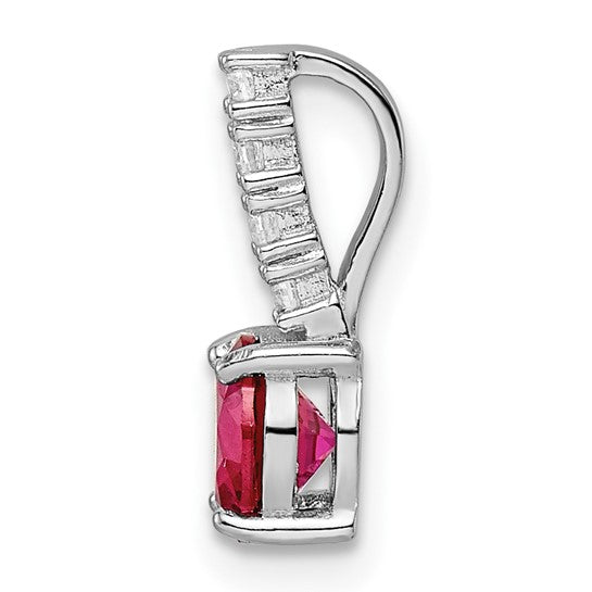Sterling Silver Lab-Created Ruby & CZ Pendant