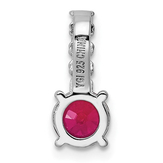 Sterling Silver Lab-Created Ruby & CZ Pendant