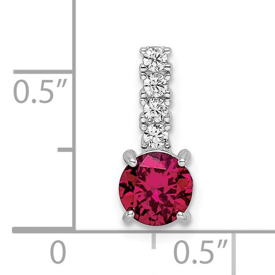 Sterling Silver Lab-Created Ruby & CZ Pendant