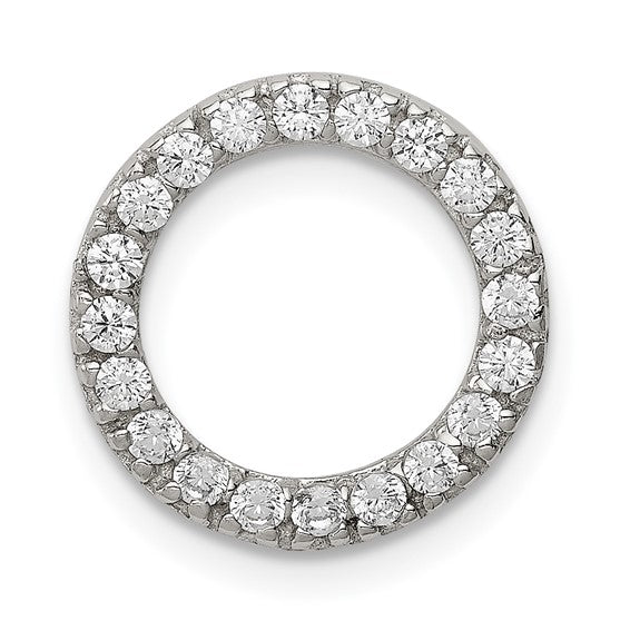 Sterling Silver Rhodium-Plated CZ Circle Pendant