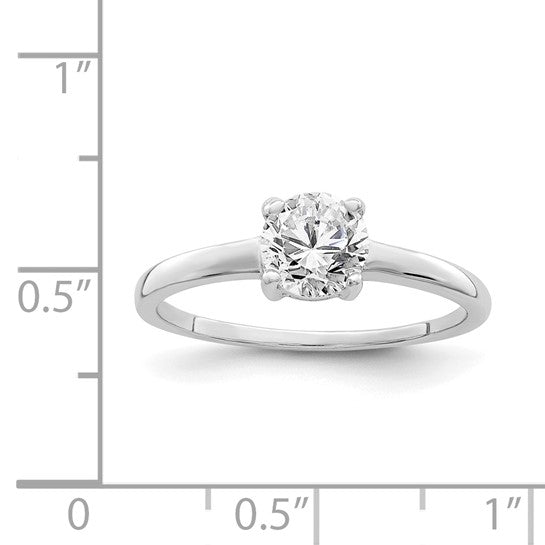 Sterling Silver Solitaire 6mm Round-Cut CZ Ring