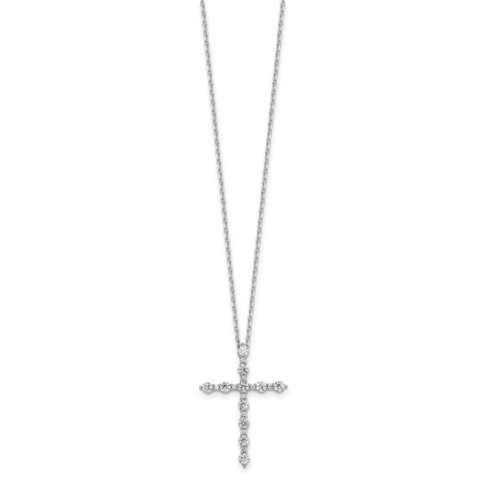 Sterling Silver CZ Cross Necklace