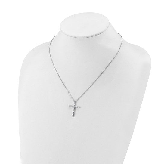 Sterling Silver CZ Cross Necklace