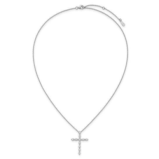 Sterling Silver CZ Cross Necklace