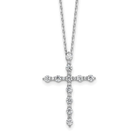 Sterling Silver CZ Cross Necklace