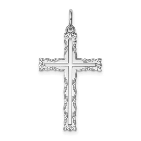 Sterling Silver Laser Designed Cross Pendant