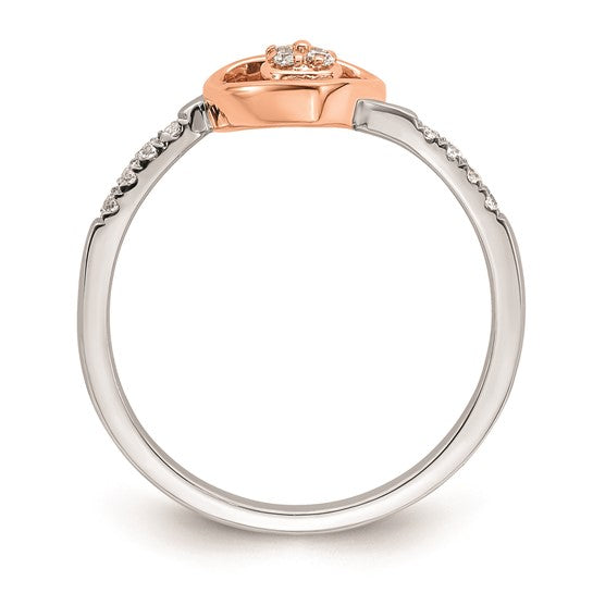 14k Two-Tone Diamond Heart Cluster Promise Ring