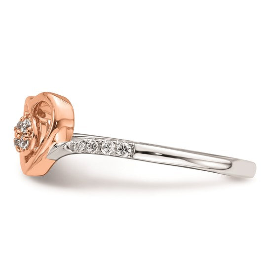 14k Two-Tone Diamond Heart Cluster Promise Ring