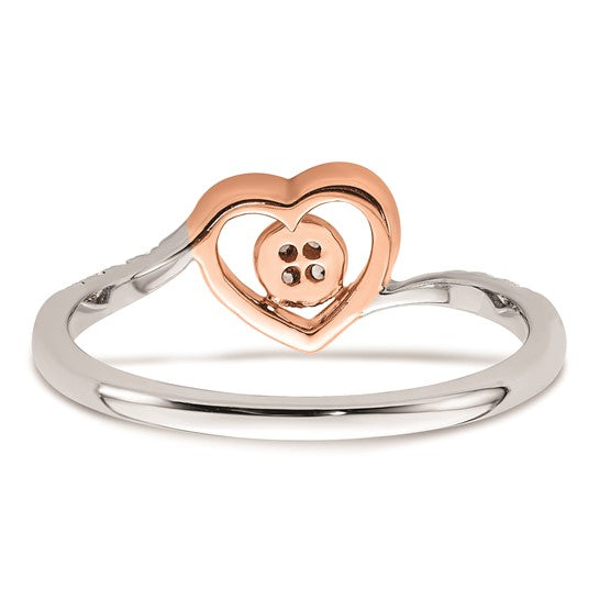 14k Two-Tone Diamond Heart Cluster Promise Ring