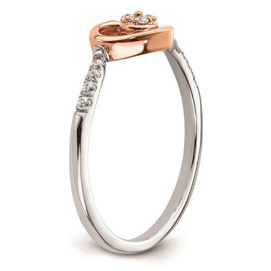 14k Two-Tone Diamond Heart Cluster Promise Ring