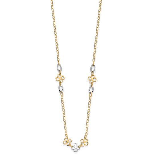 14k Two-Tone Flower Necklace