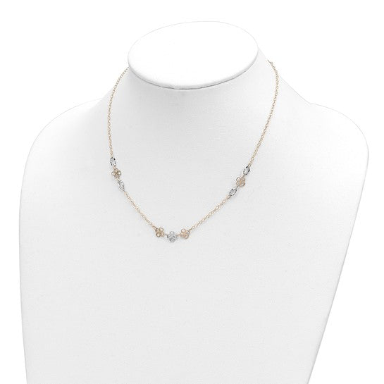 14k Two-Tone Flower Necklace