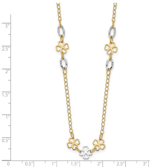 14k Two-Tone Flower Necklace