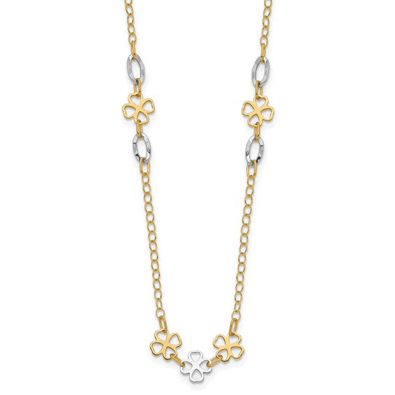 14k Two-Tone Flower Necklace