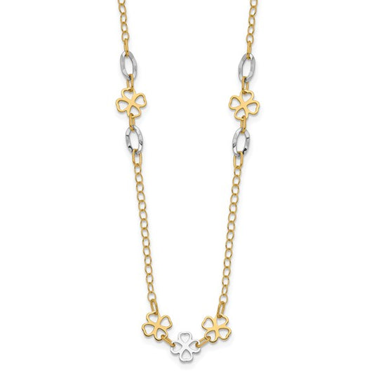 14k Two-Tone Flower Necklace