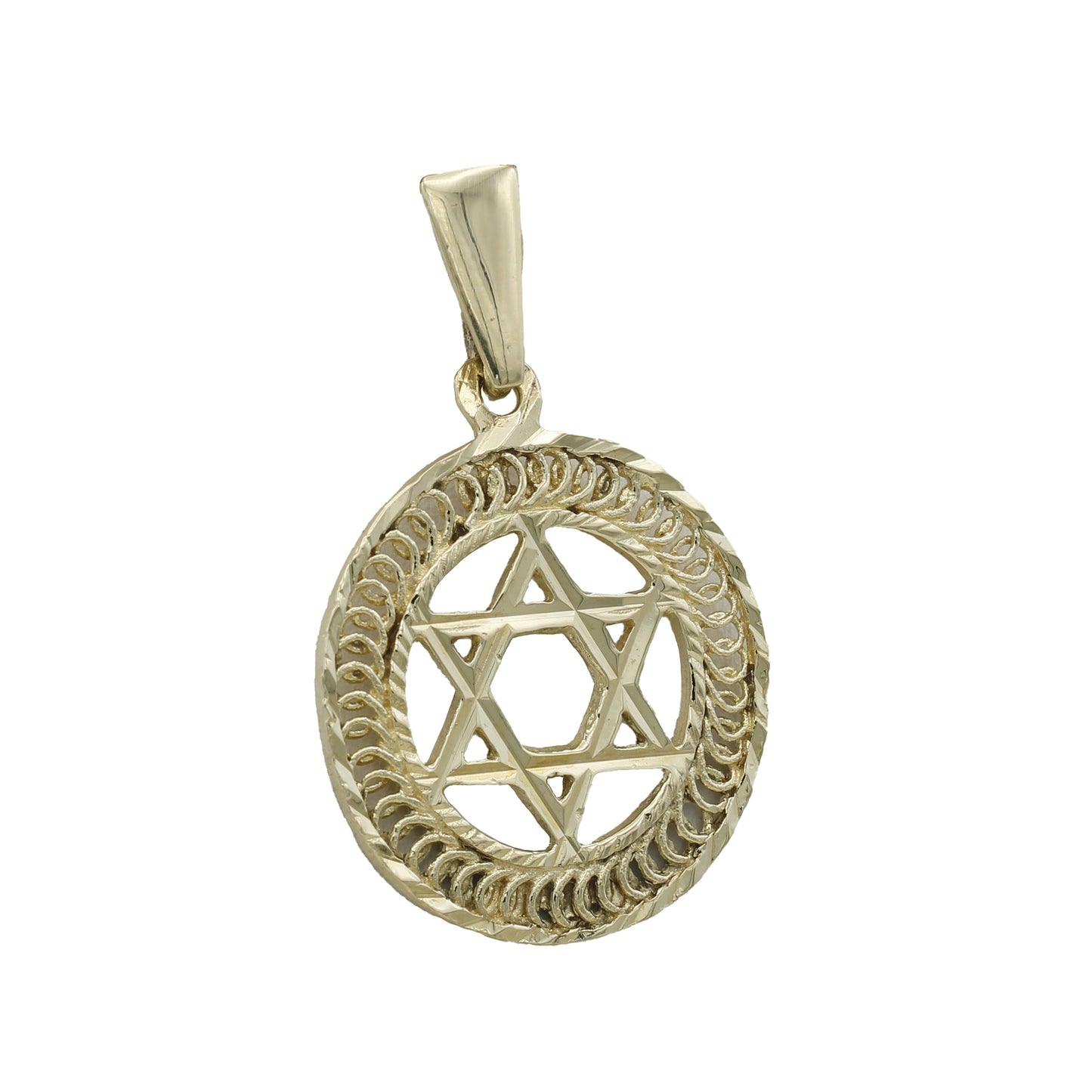 14k Yellow Gold Star of David w/ Filigree Frame Charm