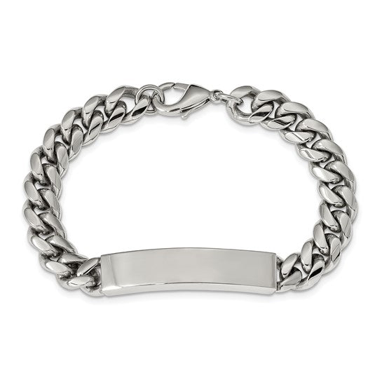 Stainless Steel Polished Cuban Link Bracelet 8.25 Inches