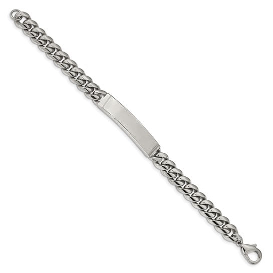 Stainless Steel Polished Cuban Link Bracelet 8.25 Inches