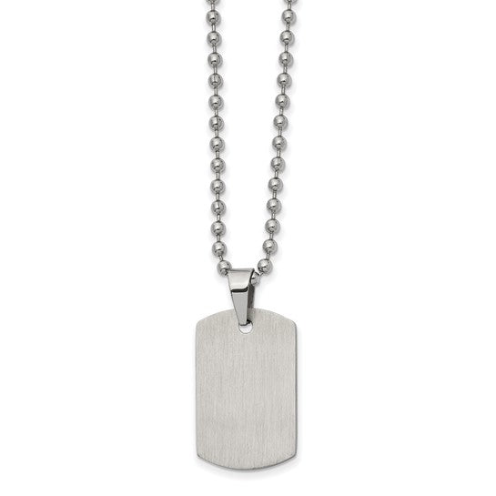 Stainless Steel Reversible Dog Tag w/ 22 Inch Ball Link Chain