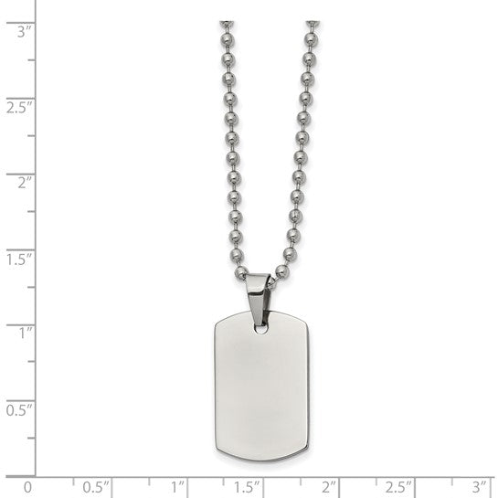 Stainless Steel Reversible Dog Tag w/ 22 Inch Ball Link Chain