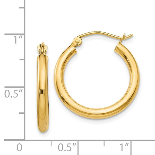 14k Classic Polished 2.50 mm Hoop Earrings - 20 mm