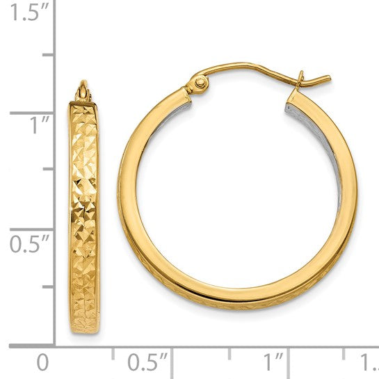 14k Two-Tone Diamond-Cut Hoop Earrings - 27 mm