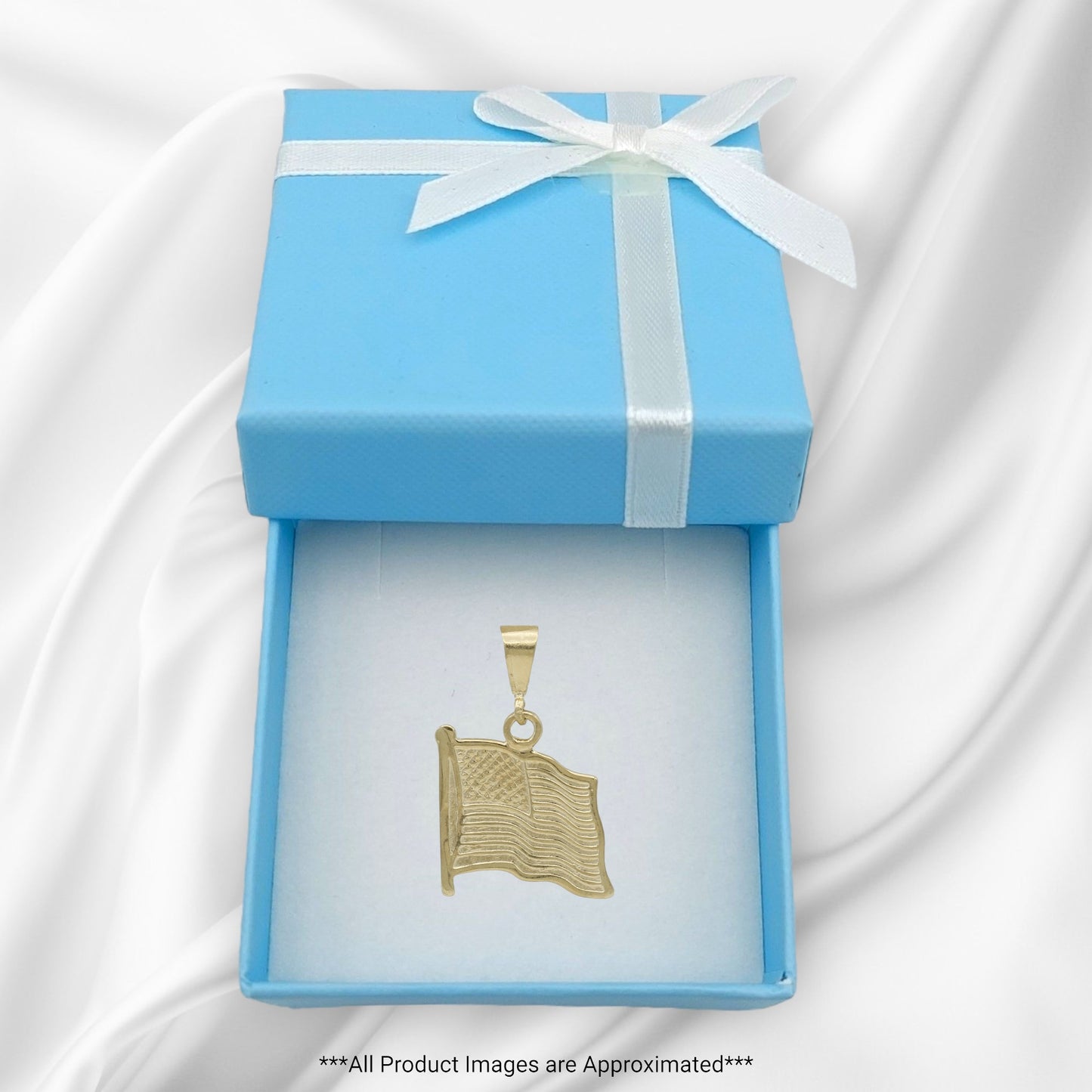 14k Yellow Gold USA Flag Charm Pendant