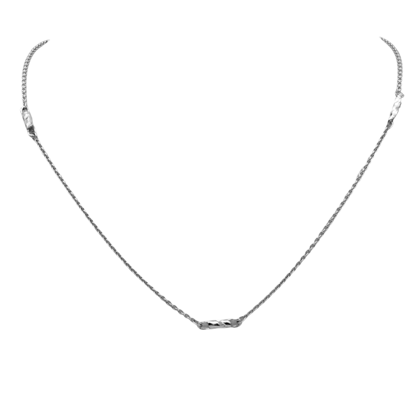 14k White Cable Link w/ D/C Bar Anklet