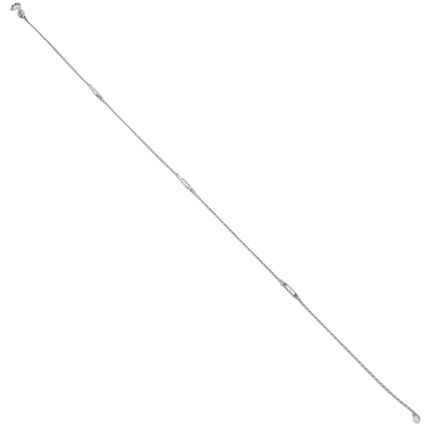 14k White Cable Link w/ D/C Bar Anklet