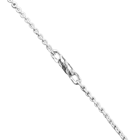 14k White Cable Link w/ D/C Bar Anklet