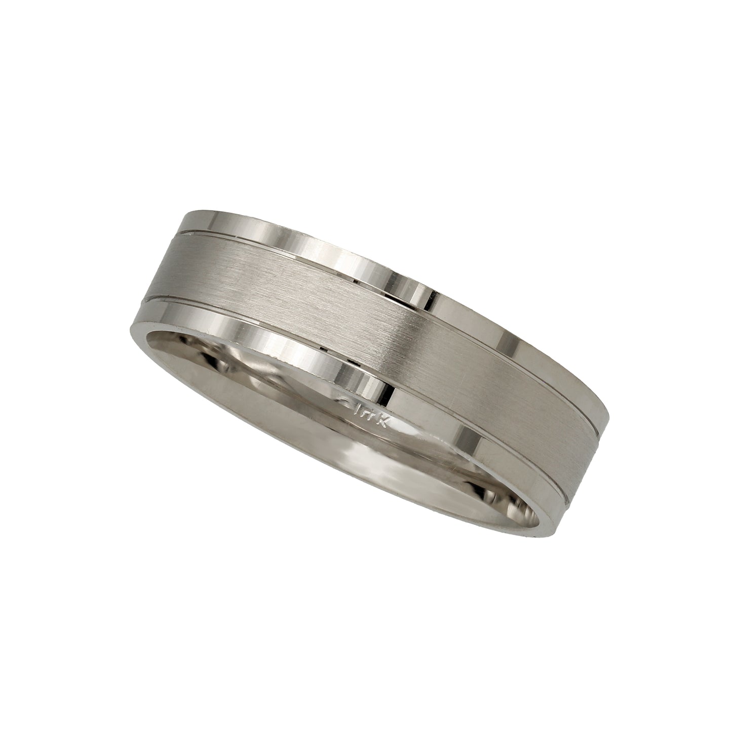 14k White Gold Polished & Brushed Flat Wedding Bands