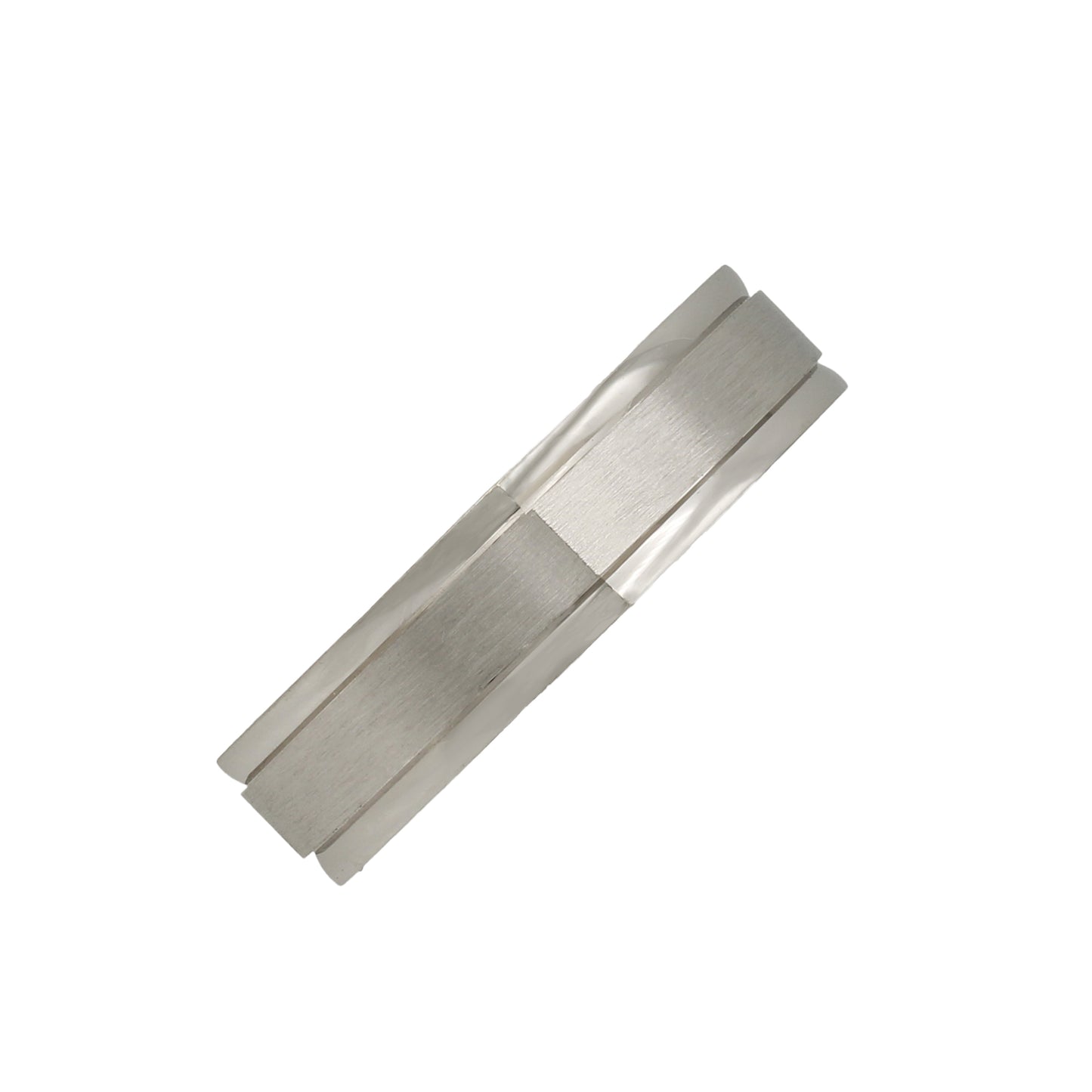 14k White Gold Square Polished & Satin Bevel Edge Wedding Bands