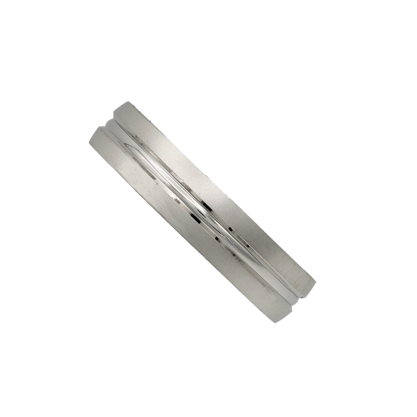 14k White Gold Polished & Brushed Middle Bevel Edge Wedding Bands