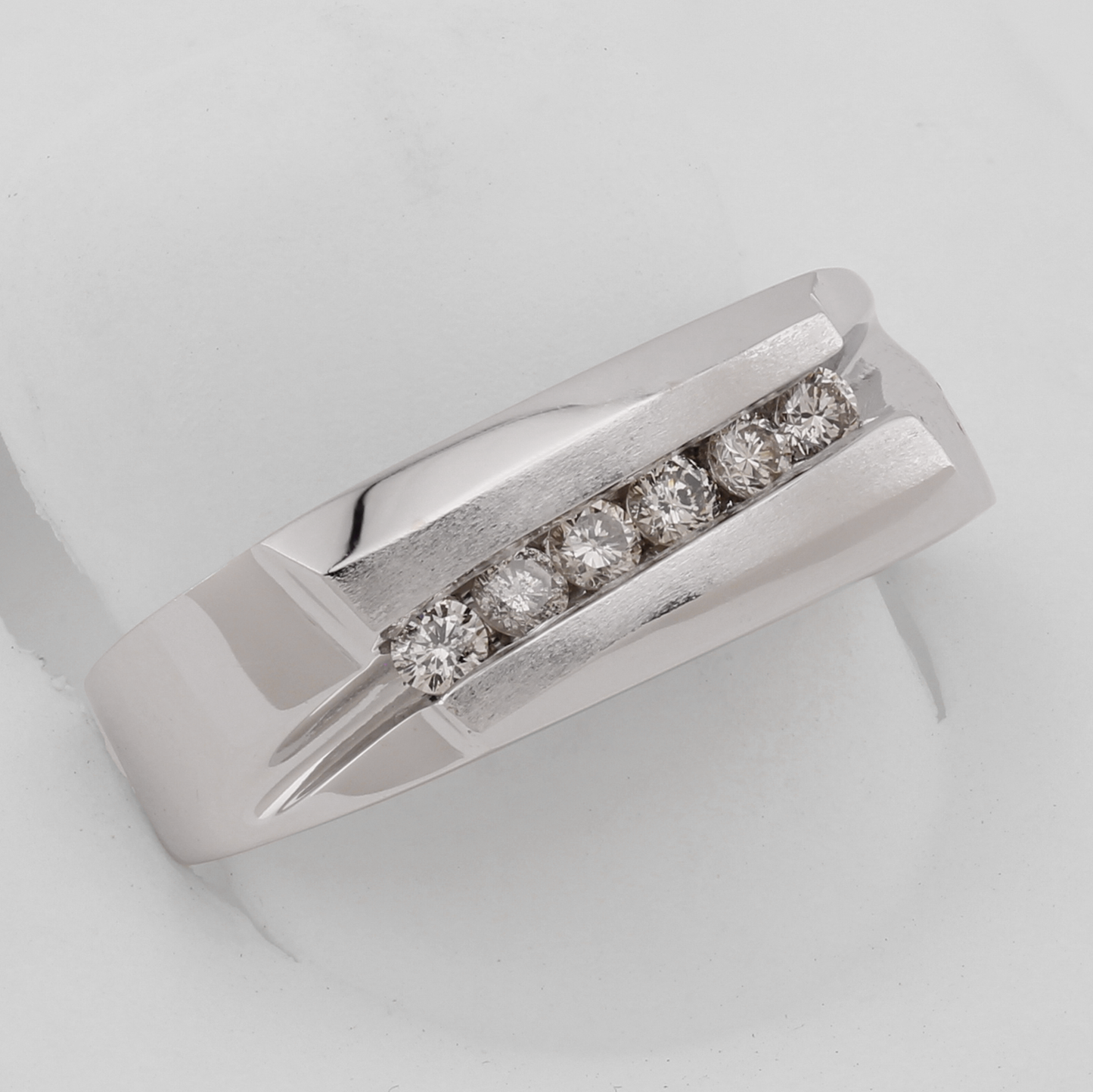 14k White Gold Channel-Set Diamond Wedding Band