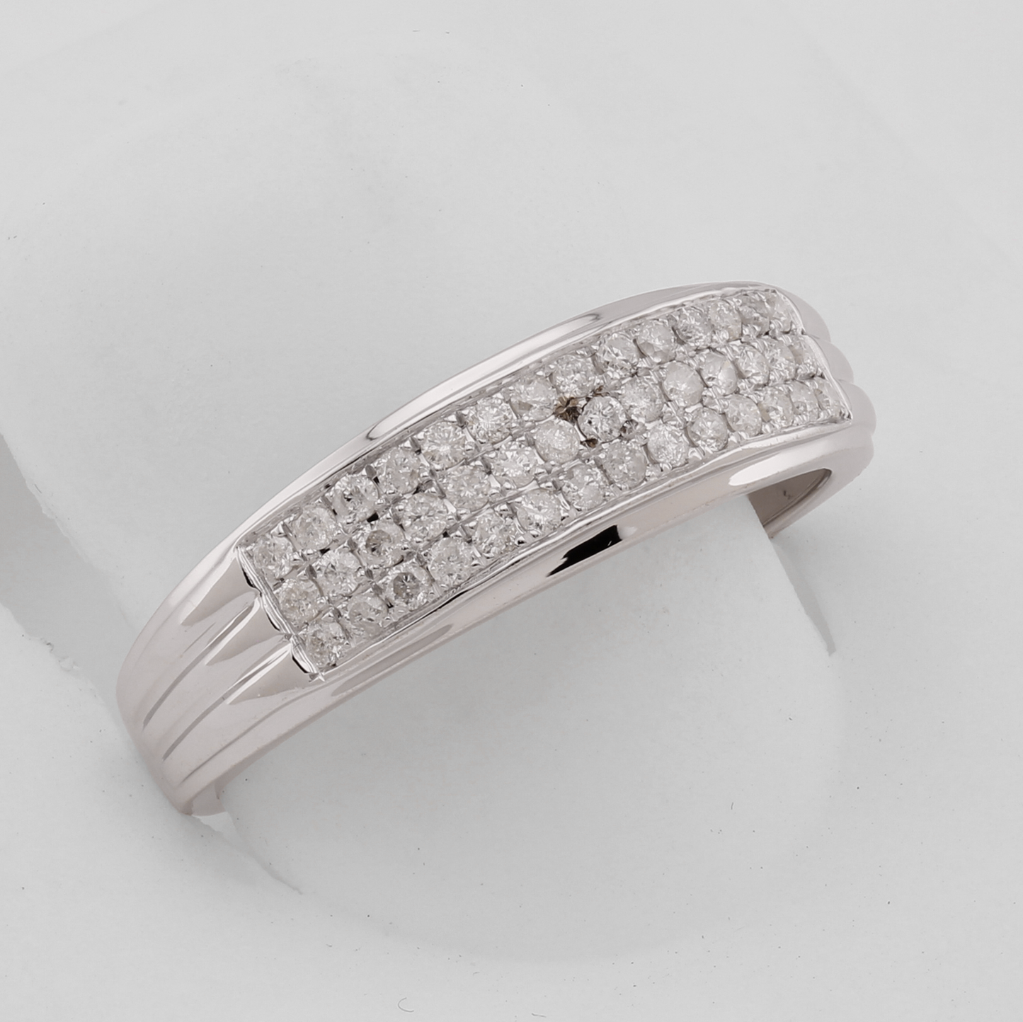 14k White Gold Micro-Pave Diamond Wedding Band